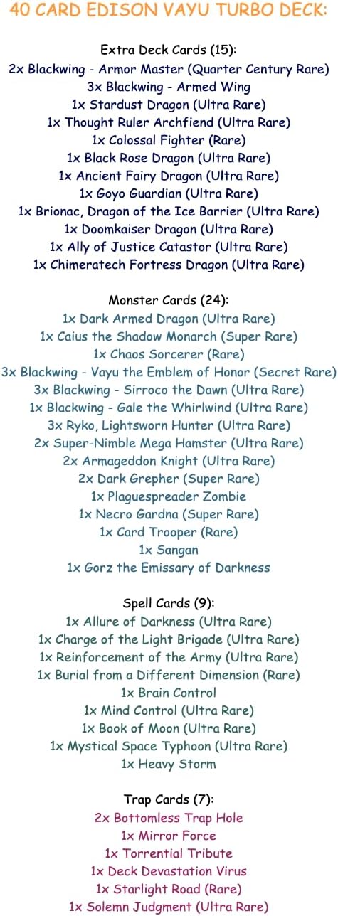 Edison Format Blackwing Vayu Turbo Deck Yu-Gi-Oh! – Complete Tournament Ready Retro Yugioh TCG Trading Card Game Deck Set Custom Designed Retro Vintage