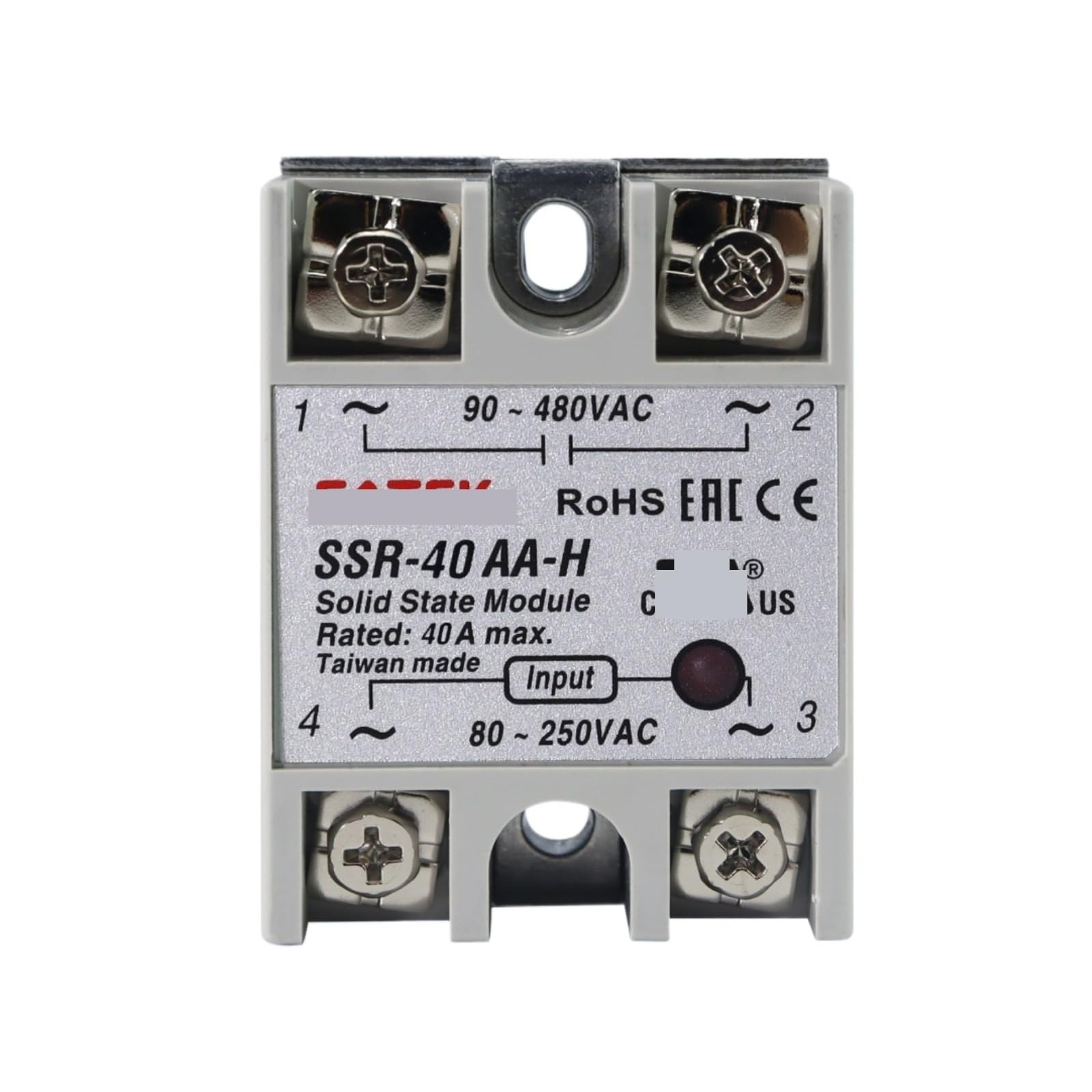 Relais Statique monophasé SSR-40AA-H à haute isolation pour charges industrielles de 40A