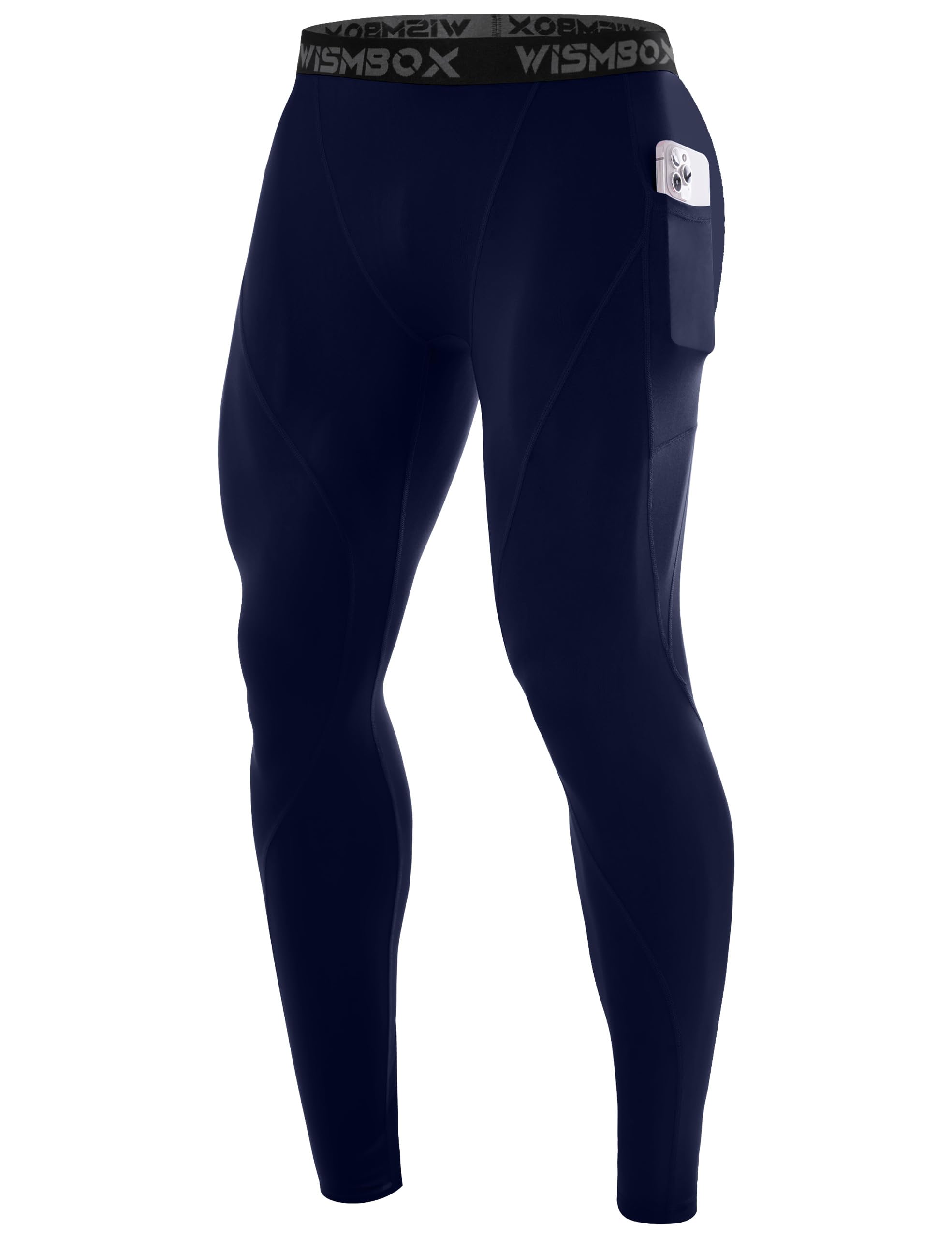WISMBOX 1/2er Pack Kompressionshose Herren Leggings Lang für Fitness Joggen | Atmungsaktiv & Schnelltrocknend, Kompression für Muskelstützung, 4-Wege-Stretch, Flachnähte, für Fitness Joggen Training