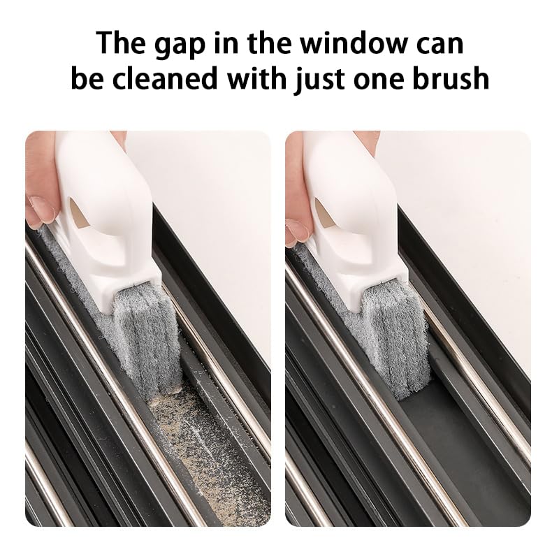 Image of 2PCS Window Track Cleaner, Window Groove Cleaning Brush Tools Set, Window Slot Clean Brush with Dustpan