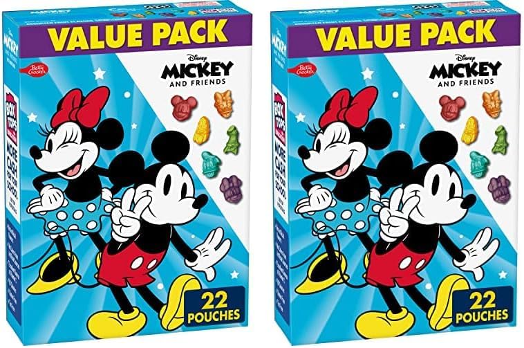 Betty Crocker Mickey & Friends Fruit Flavored Snacks, Treat Pouches, Value Pack, 22 ct (Pack of 2)