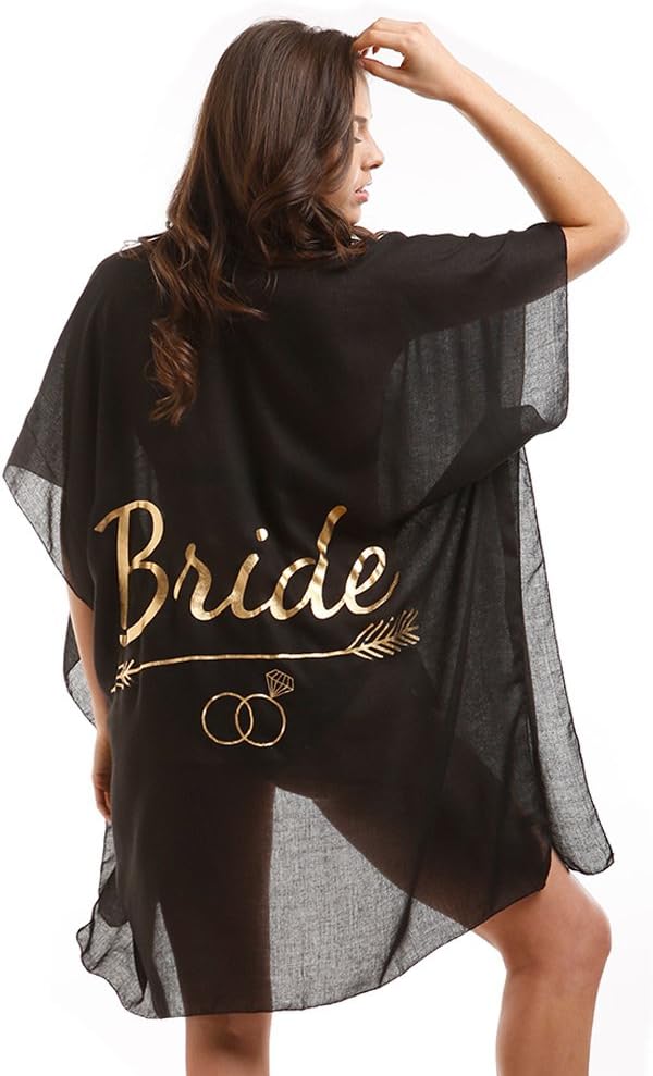ScarvesMe Newly Wed Bride Tribe Maid of Honor Sleeve Open Front Kimono Cardigan Cover Up