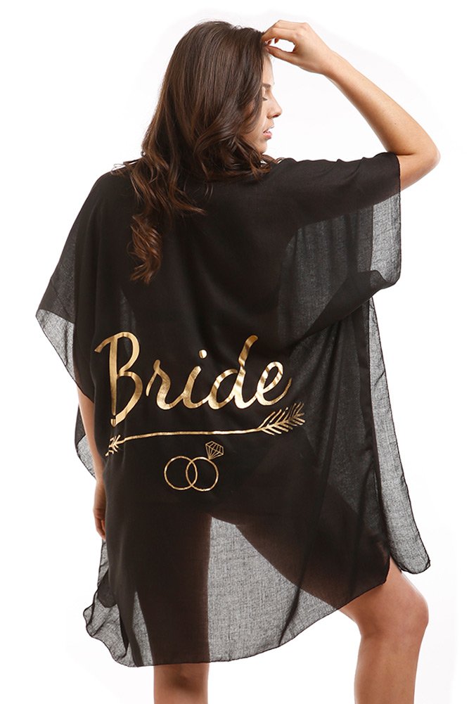 ScarvesMe Newly Wed Bride Tribe Maid of Honor Sleeve Open Front Kimono Cardigan Cover Up