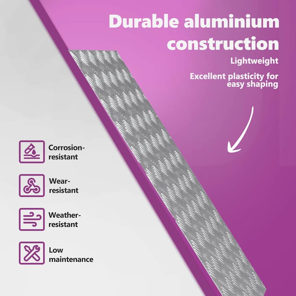 vidaXL Treppe Tritt 4 STK. 100 x 50 cm Silber Aluminium Rechtwinklig | Verhindert das Rutschen auf Treppen, Bietet zusätzlichen Halt für Sicherheit, Geometrischer Stil wertet deine Dekoration auf