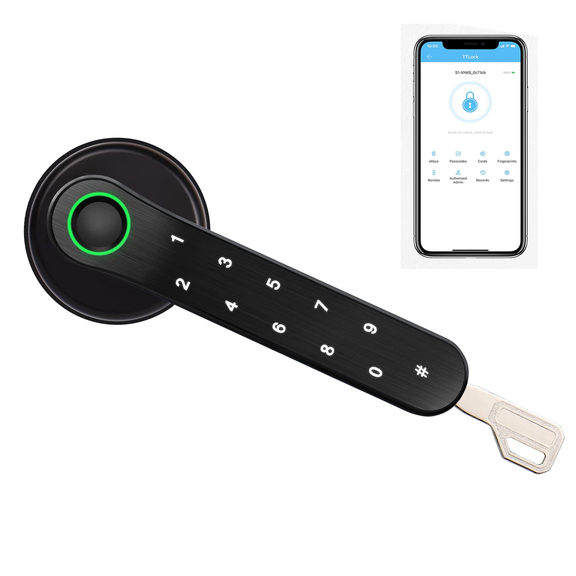 Smart Door Lock, Fingerprint Keyless Entry Door Lock with APP, Keypad, Passcode, and Keys, Auto Lock