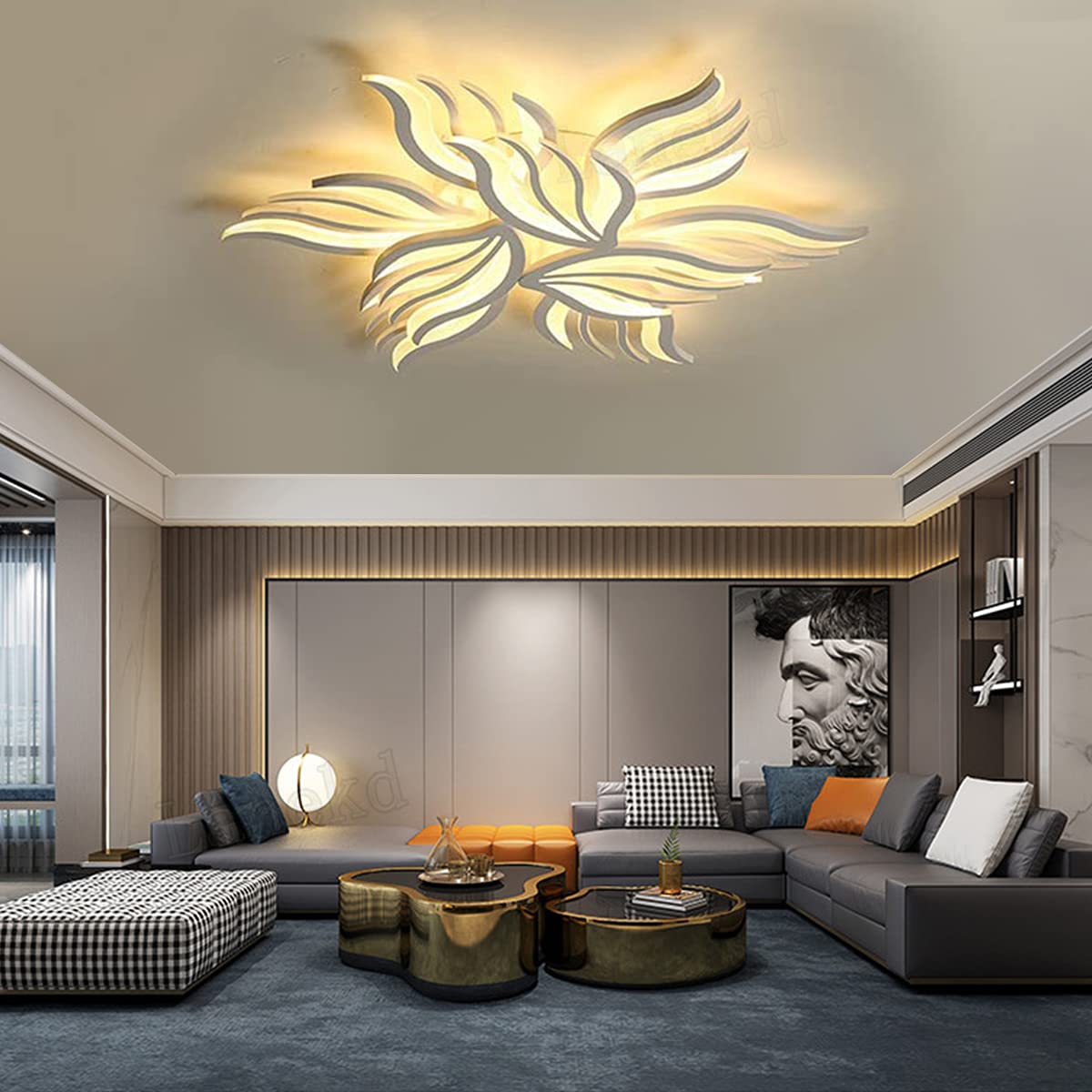 Ceiling Lights LED Bedroom Living Room Dimmable with Remote Control Light Modern Flower Design Ceiling Lamp Flush Mount Chandelier Lighting for Dining Room Kitchen Island Bathroom Indoor Wall Decor