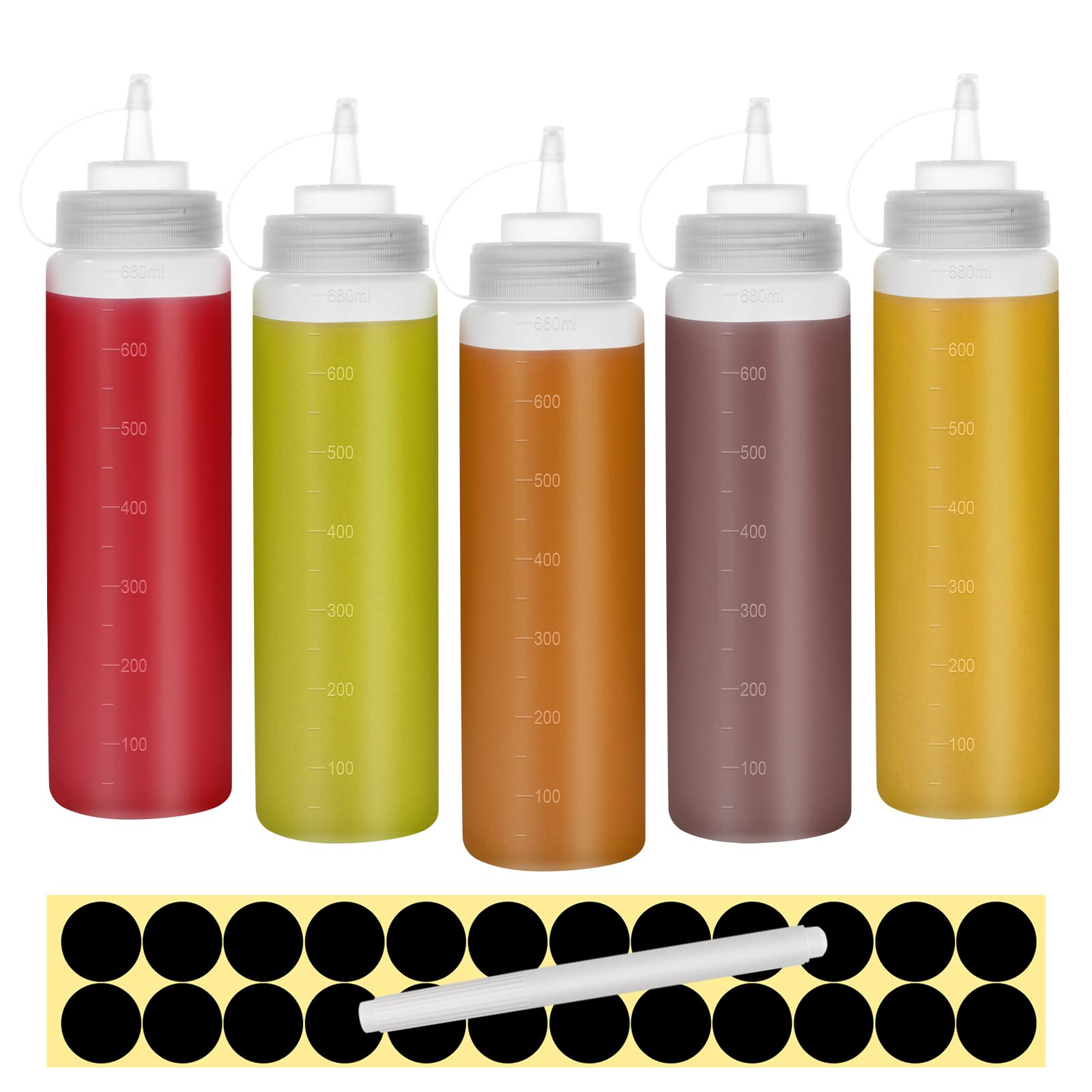 Happybase Lot de 10 bouteilles à sauce souples de 500 ml avec bouchons pour ketchup, barbecue, sauces, sirop, vinaigrettes