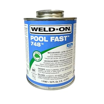 Weld-On IPS Pool Fast Medium Bodied 748 Blue - Pool PVC Blue Glue Adhesive 1 Pint 16 Oz | 13343