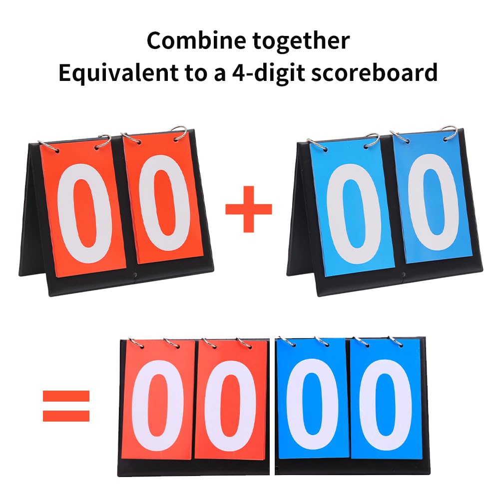 Helweet Tabellone Segnapunti, Portatili Flip Sport Scoreboard, Il Tabellone degli Sport, 2 Pezzi Tabellone Sportivo, Tabellone Segnapunti Portatile, per Basket Badminton Calcio, 2 Cifre