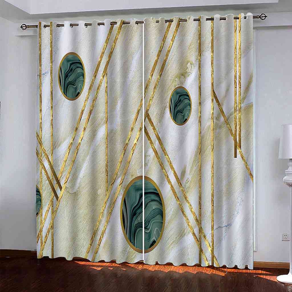 Rideaux de fenêtre en polyester occultants déco chic avec ligne d'or