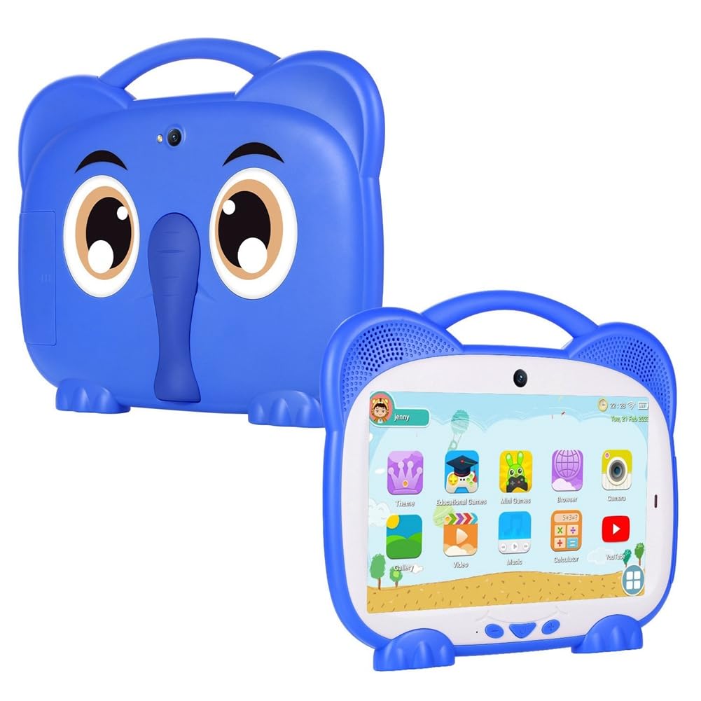 Tablet per Bambini da 7 Pollici Quad Core 1+8G Doppia Scheda WiFi Android 7.0 Tablet per L'Educazione allo Studio Regalo per Bambini Software per Bambini,Blu