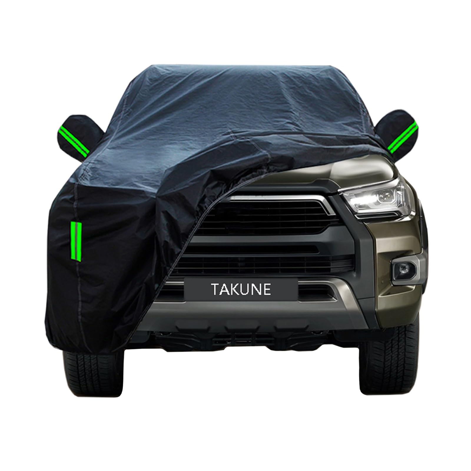 TAKUNE Car Cover For 2015-2022 Toyota Hilux Pick-up/Toyota Hilux GR Sport, Black Oxford Cloth Waterproof UV Resistant Full Car Covers