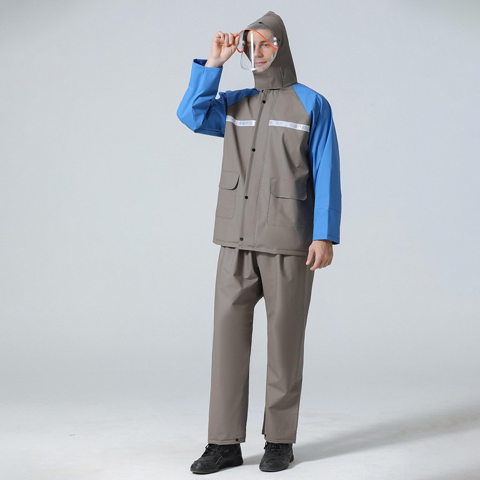 Generisch Giacca impermeabile da uomo con catarifrangenti e pantaloni