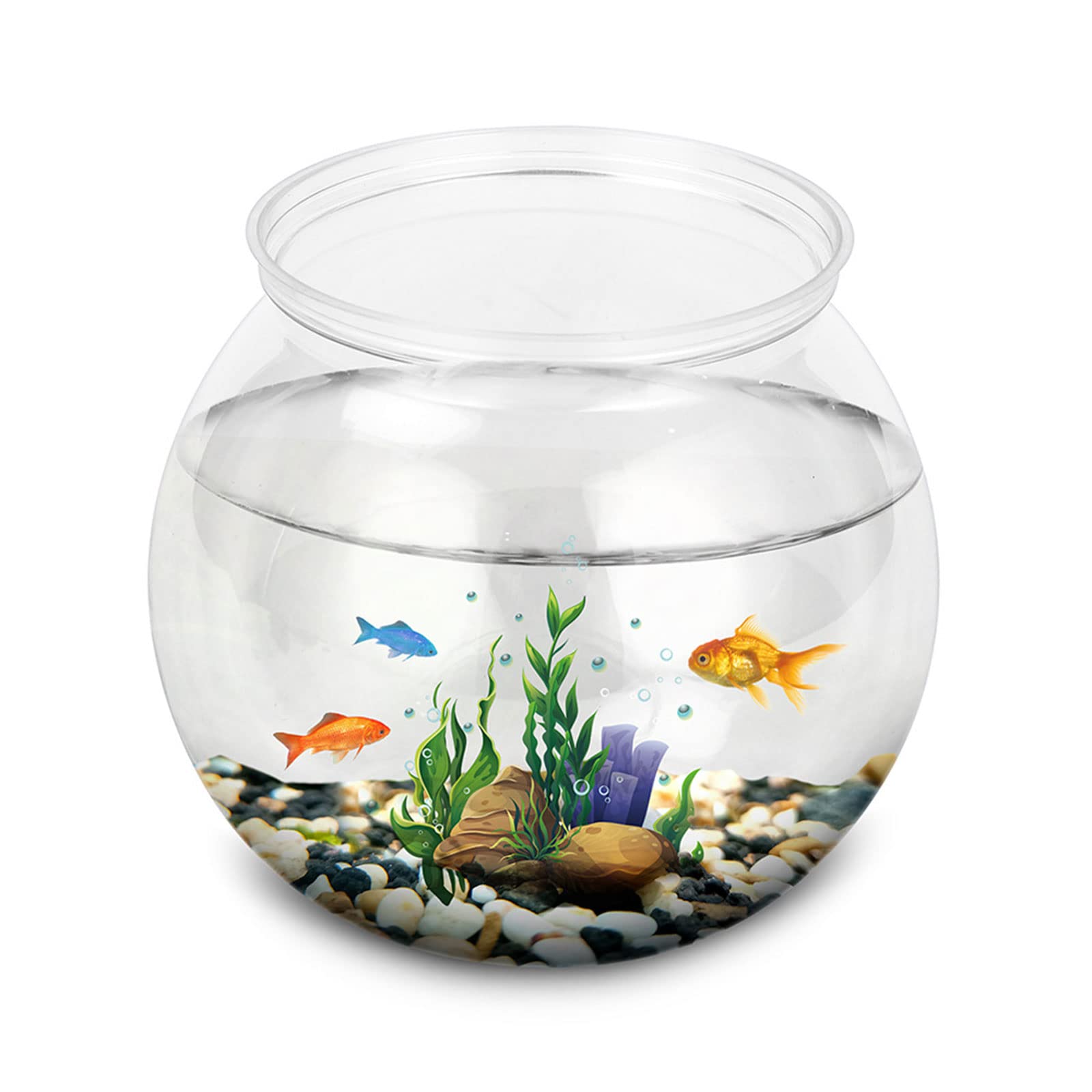 Acquario Rotondo Infrangibile, Trasparente, Ciotole per Pesci Piccoli e Rossi, 4 Dimensioni, per Caramelle, Ornamento in Plastica, Edera