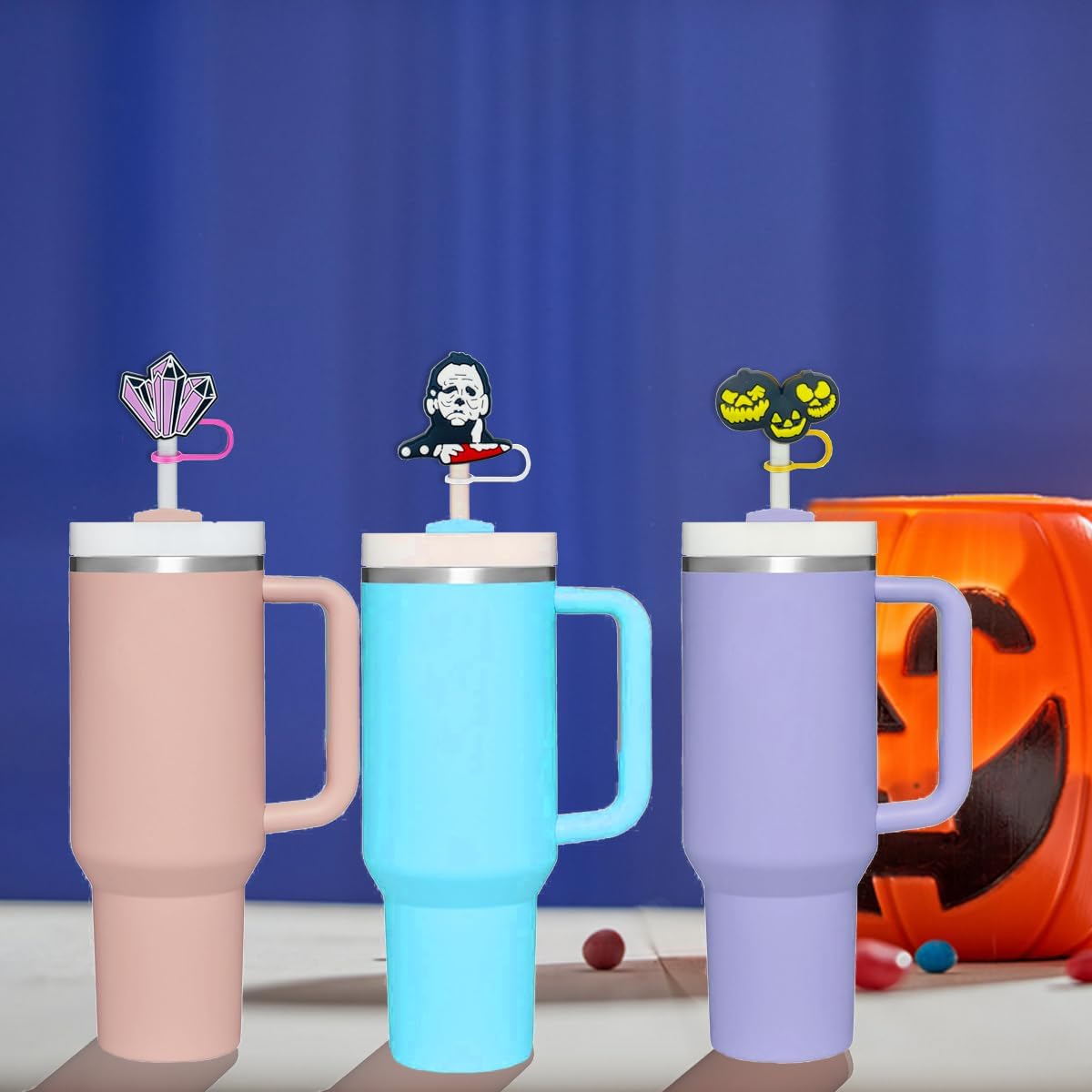 16PCS Halloween Straw Toppers for Stanley Cups, Cute Silicone Straw Cover Cap for Stanley 30&40 Oz Tumbler, Reusable Soft Straw Protectors Drinking Straw Caps for 10 mm Straws - Image 4