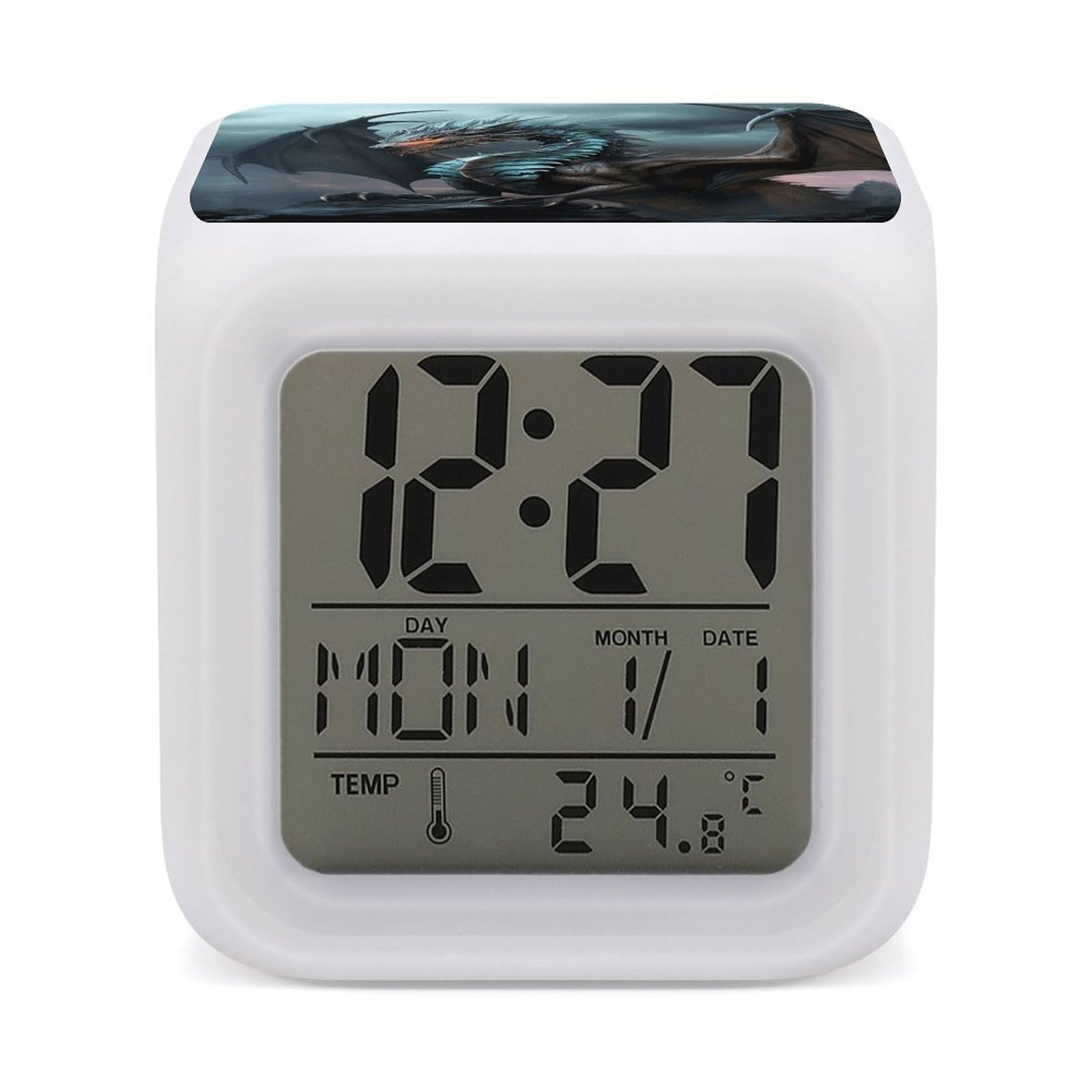 VstaDank Cool Dragon Digital Alarm Clock LED Display Screen Color Change Alarms Clock Smart Alarm Clock Wake Up Digital Clocks with 7 Color Nightlight for Bedroom