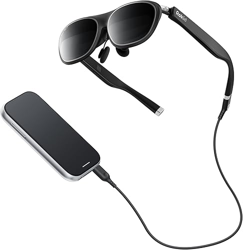 Rokid AR - Gafas de video espacial con pantalla de 3 pantallas, gafas Max 2 Black AR y computadora espacial Station2 con microOLED de 360 pulgadas,