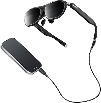 Rokid AR Spatial Video Glasses with 3-Screen Display, Max2 Black AR Glasses & Station2 Spatial Computer with 360" Micro-OLED, 120Hz OLED, 600 Nits, Multi-Tasking for Gaming