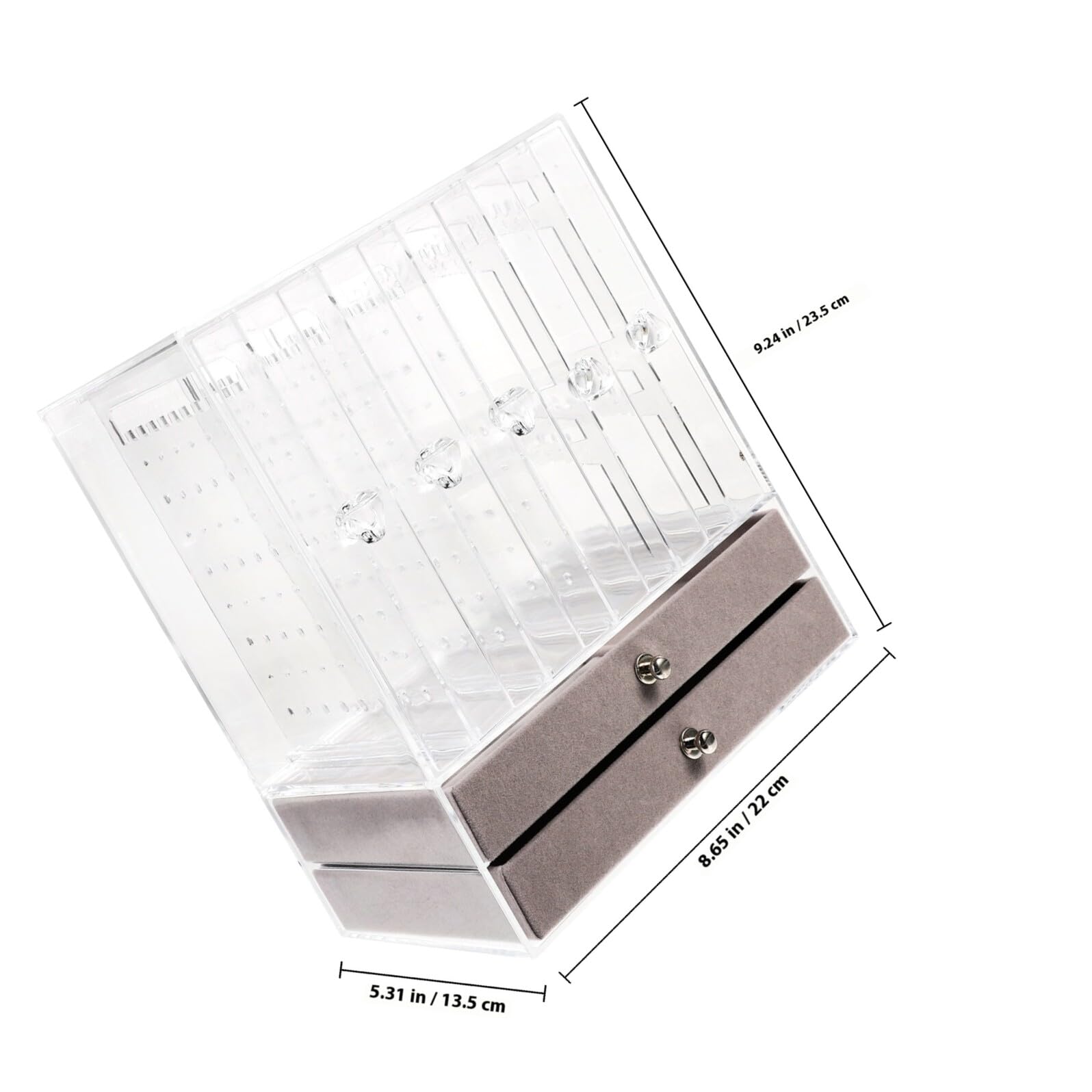 Transparentes Schmuckkästchen mit Doppellagigem Schubladendesign Klarer Schmuck organizer für Desktop Aufbewahrungsbox für Ringe Ohrringe Halsketten für Zuhause und Ladendisplay
