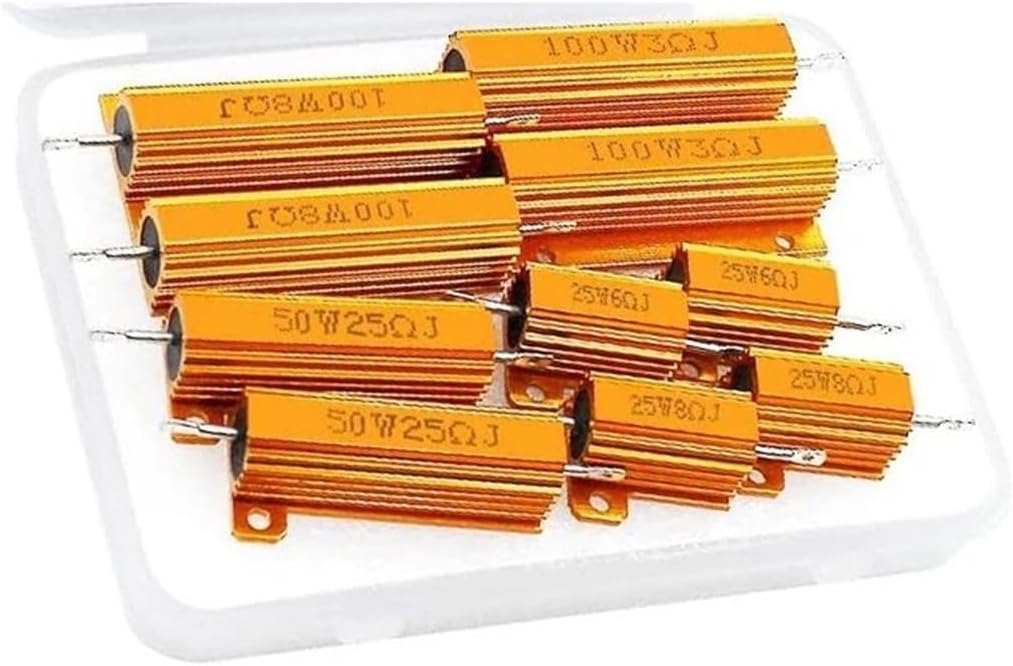 25W 50W 100W Metal Shell Aluminium Resistor 3 6 8 25 ohm LED Brake Light Load Resistor for Car Turn Signal Lights Decoder(50W-25R-2PCS)