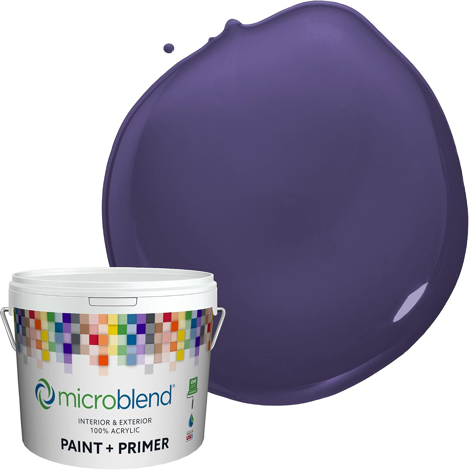 Microblend Interior Paint and Primer - Purple/Royal Legacy, Satin Sheen, 1 Gallon, Premium Quality, High Hide, Low VOC, Washable, Microblend Violets Family
