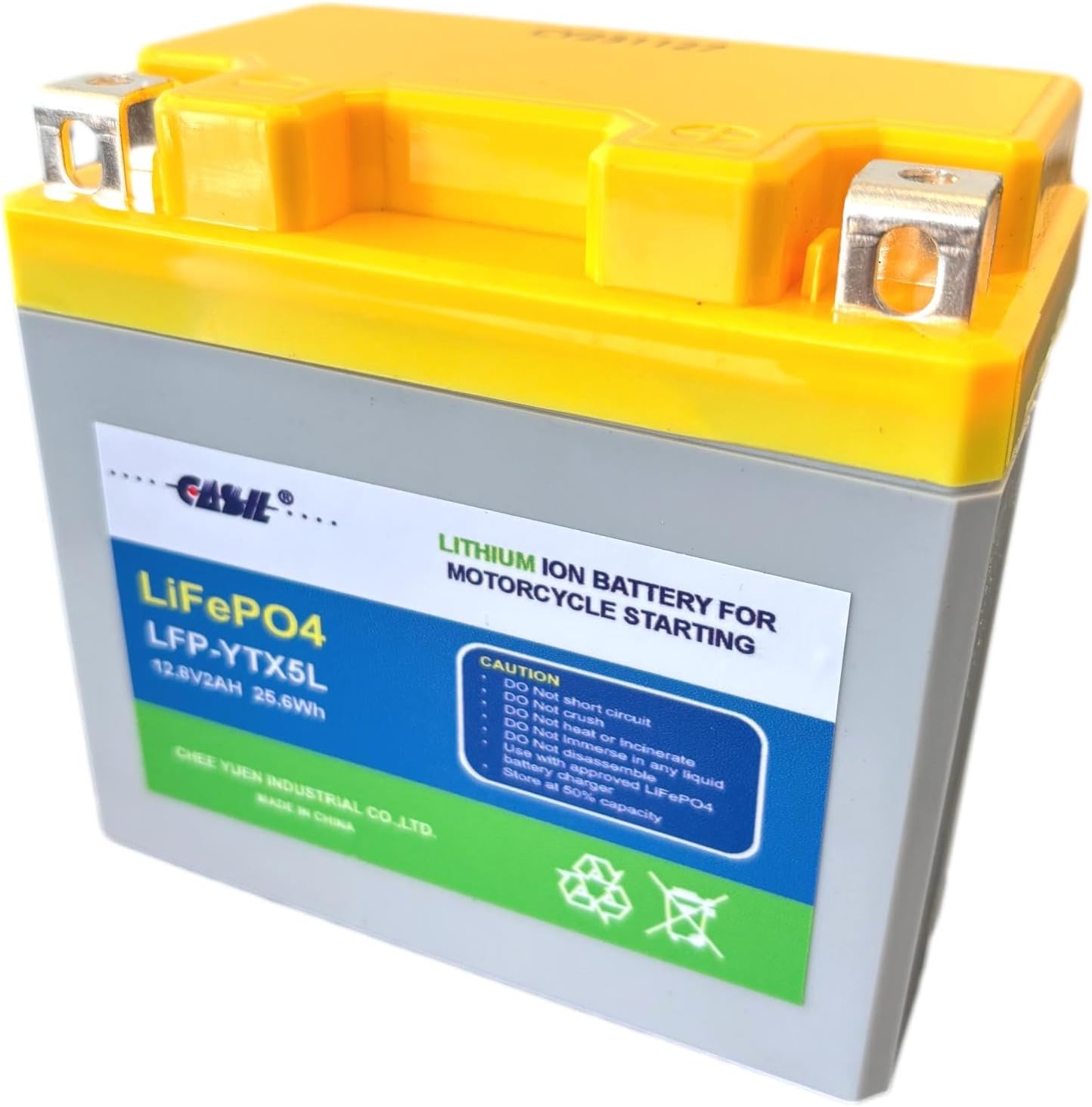 YTX5L-BS High Performance Lithium Ion Motorcycle Battery, 12V Lithium Powersport Batteries for ATV, Scooter - Casil LFP YTX5L-BS Battery YTX5L BS