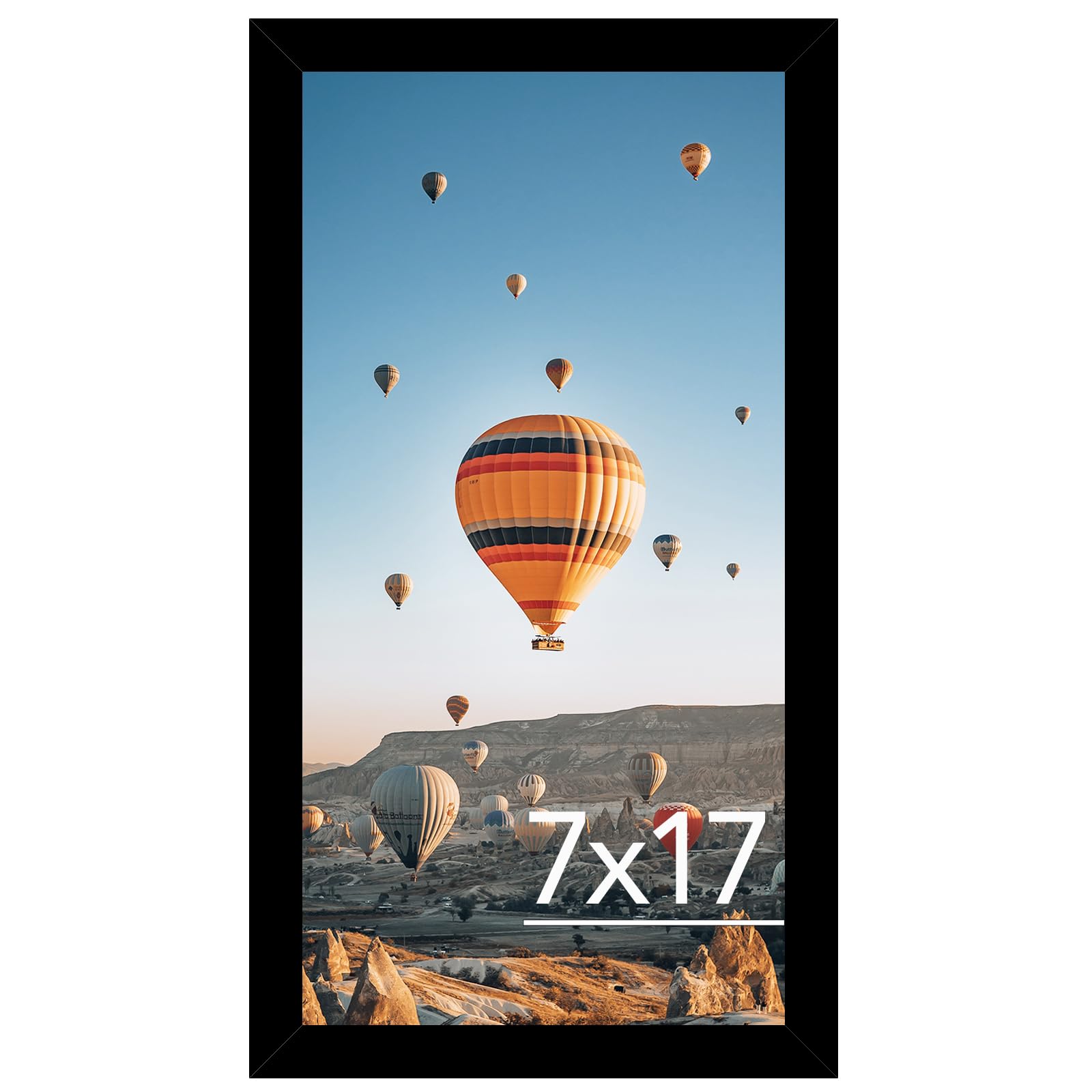 JCJMY 7x17 Picture Frame Black for Poster Photo Picture, Horizontal and Vertical Formats for Wall Hanging, 7 x 17 Wall Gallery Poster Photo Frame for 7 by 17 Photos Posters, Black