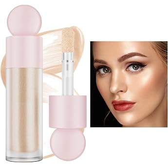 Liquid Highlighter Natural Glow for Face and Body Lightly Moisturising Highlighter Makeup for Long-Lasting Shimmer Contouring Stick Easy to Use with Pillow Applicator