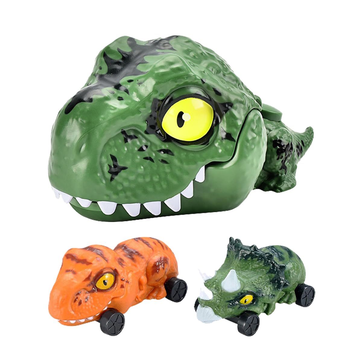 Fuwraixis Dinosaur Catapult Toy, Cartoon-style large-headed dinosaur, amusing Catapult Car, Gifts for children