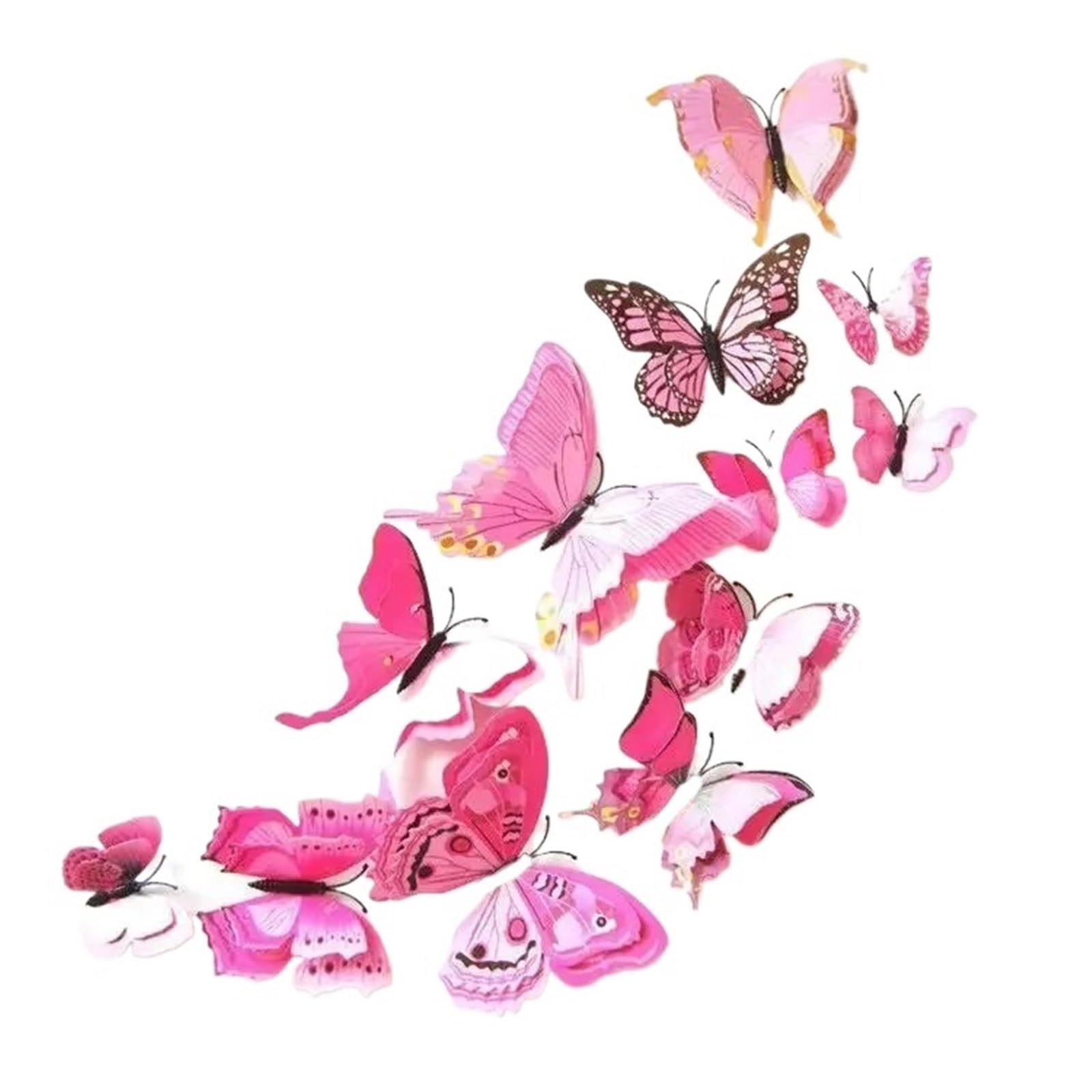12Pcs 3D Double Layer Butterflies DIY Wall Stickers Home Room Decor Birthday Party Wedding Decoration Decals(12pcs-09)