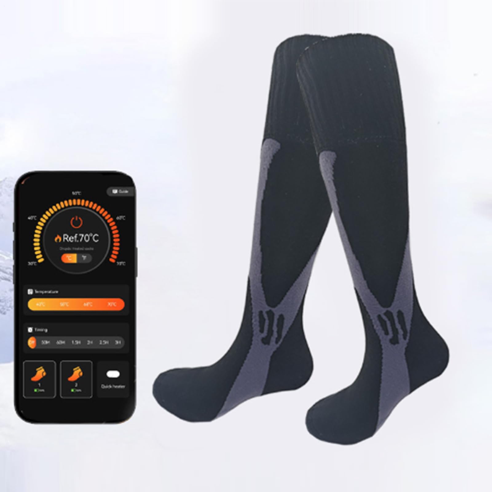 Calcetines calefactores eléctricos – Calcetines calefactores alimentados por batería recargable | Calcetín caliente inteligente para clima frío | Calcetín térmico cómodo para
