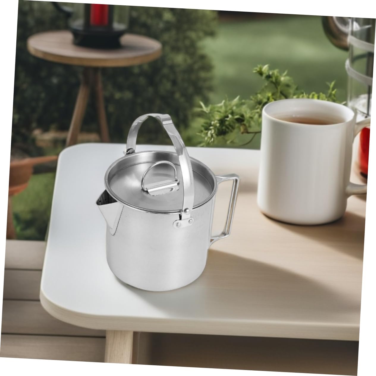 Happyyami Portable Outdoor Coffee Pot Stainless Steel Kettle for Camping Fast Heating Teapot for Hiking Picnics and Travel Convenient Hanging Design for Efficient Use
