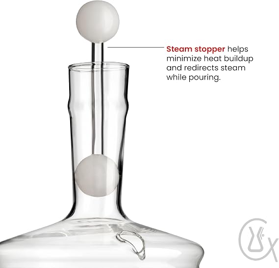 CHEMEX Hand Blown Glass Water Kettle, 2 Quart
