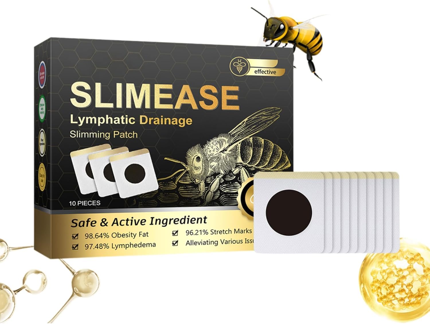 Bee Patches (10 PCS), Lymphatic Drainage and Body Shaping Stickers for Detox – Effective Bee Patches for Women and Men