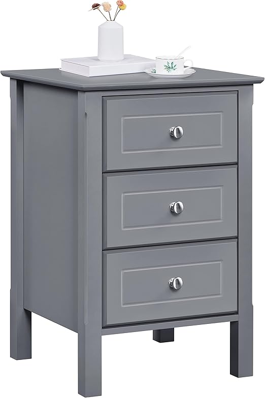 Yaheetech Bedside Table Modern Bedside Wooden Nightstand with 3