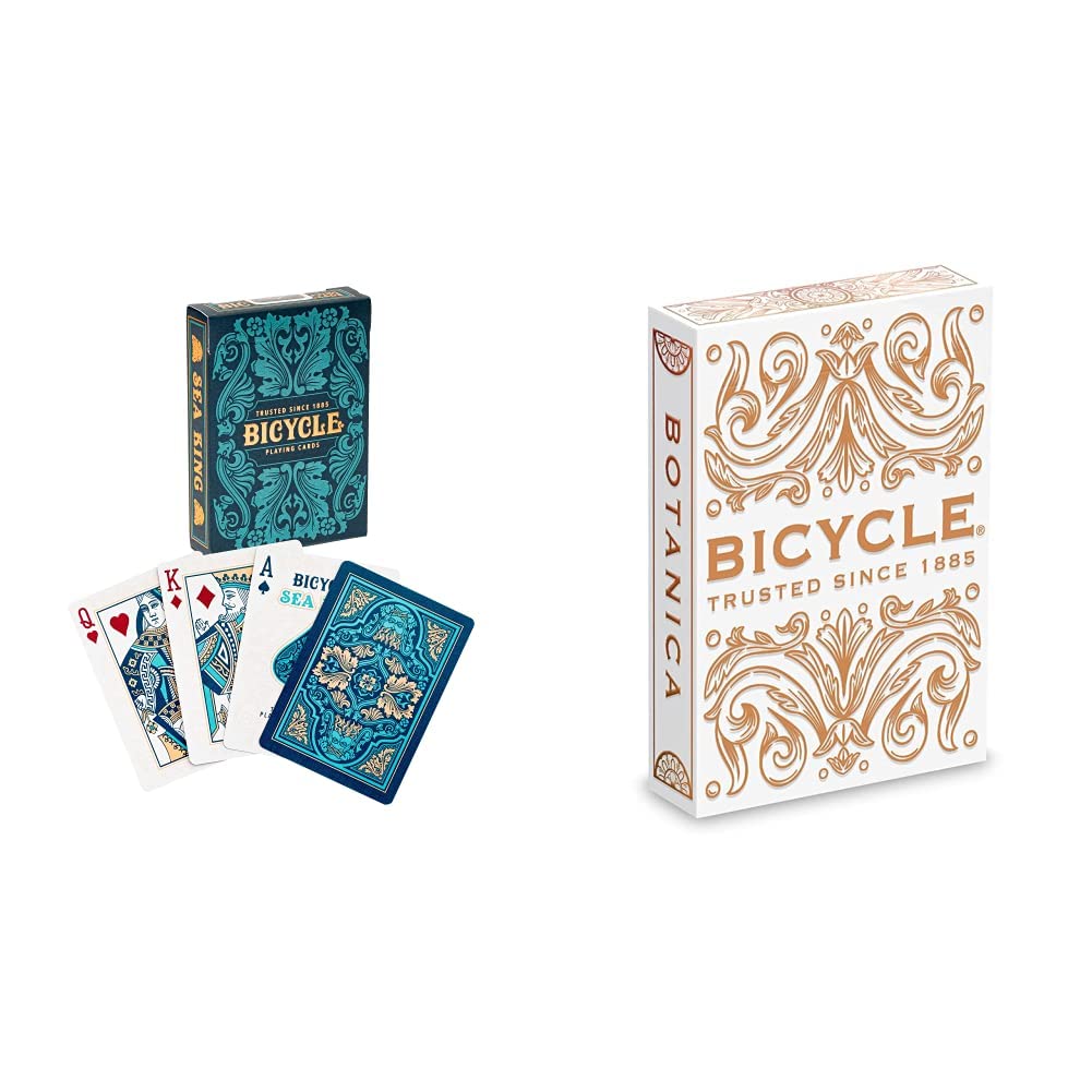 Bicycle Sea King Playing Cards Blue & Botanica Playing Cards White