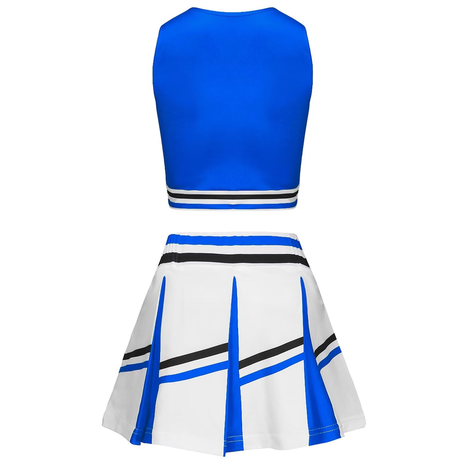 XFOZDM Deguisement Pompom Girl Fille, Deguisement Cheerleader Fille, Uniforme de Pompom Girl Fille avec Pompoms et Chaussettes Robe de Pompom Costume pour Enfant Halloween Carnaval Mascarade - 4