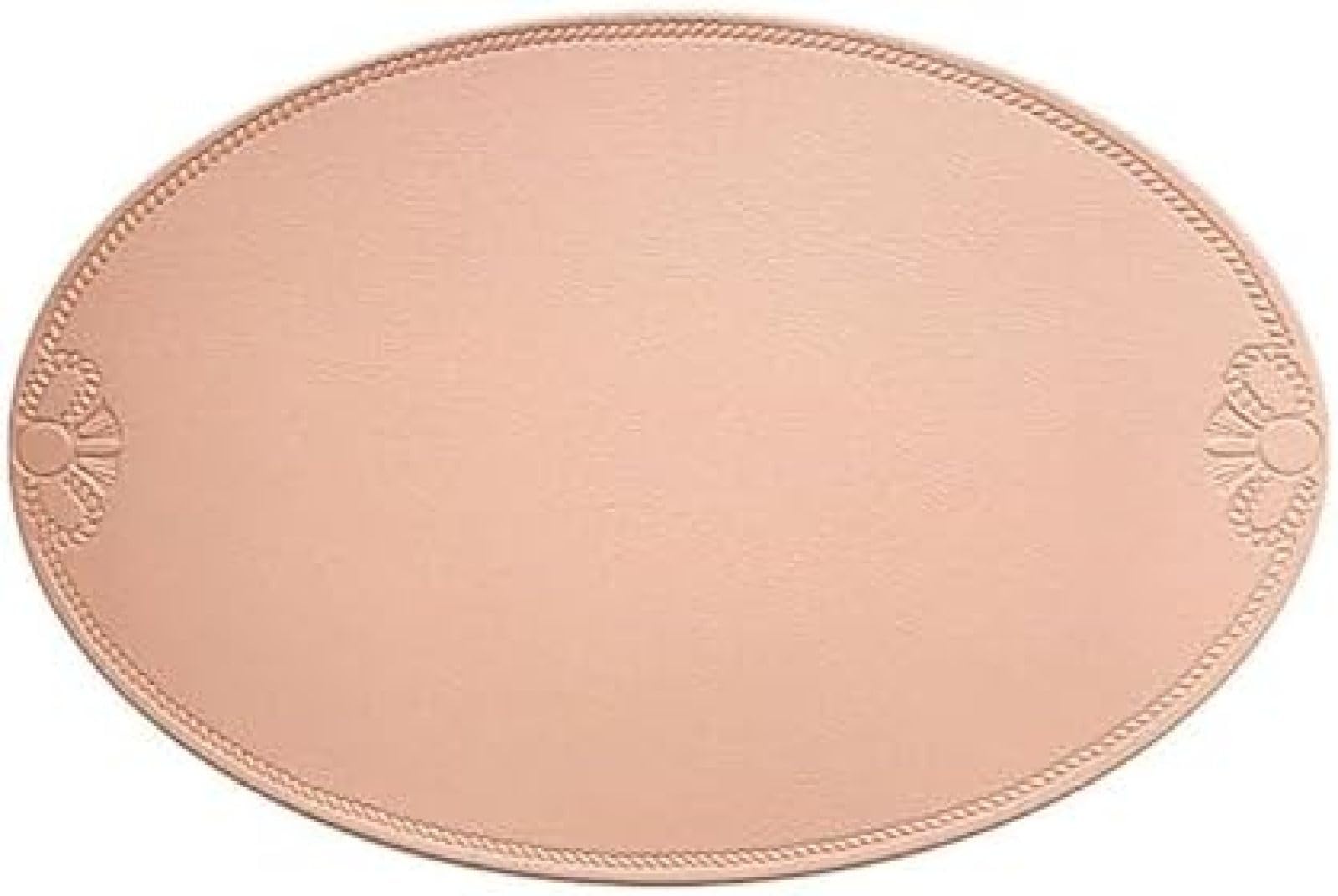 Set de table ovale en cuir PVC beige et rose 45x30 cm avec nœud, lot de 4
