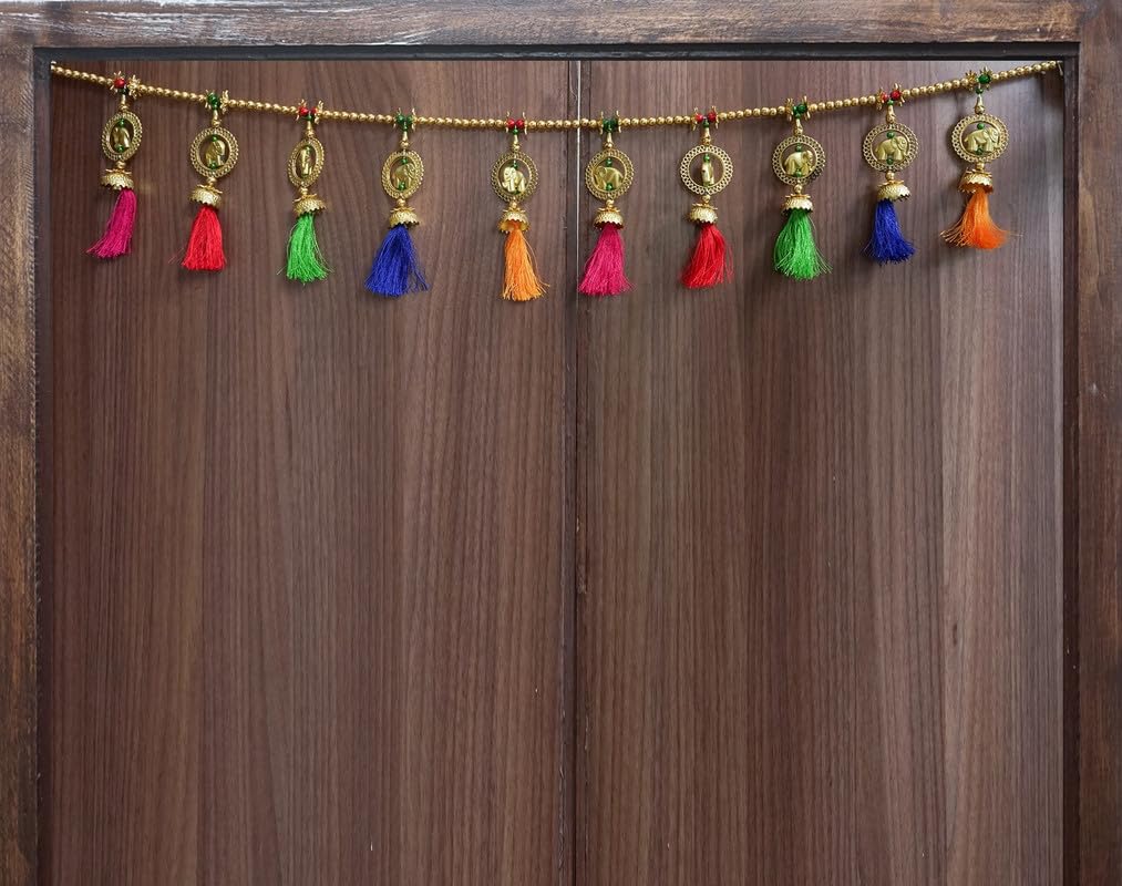 Toran éléphant de 91,4 cm avec cloches multicolores décoration de porte
