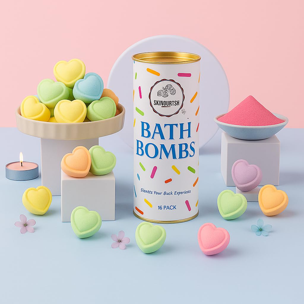 Heart Bath Bombs for Women & Kids - 15 Pack Relaxing & Moisturizing Bubble Bath Bombs with Essential Oils - Gift Set for Spa & Stress Relief (Mix)-image-45