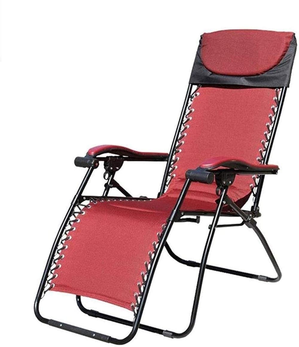 Silla reclinable plegable roja para combatir el estres en el jardin