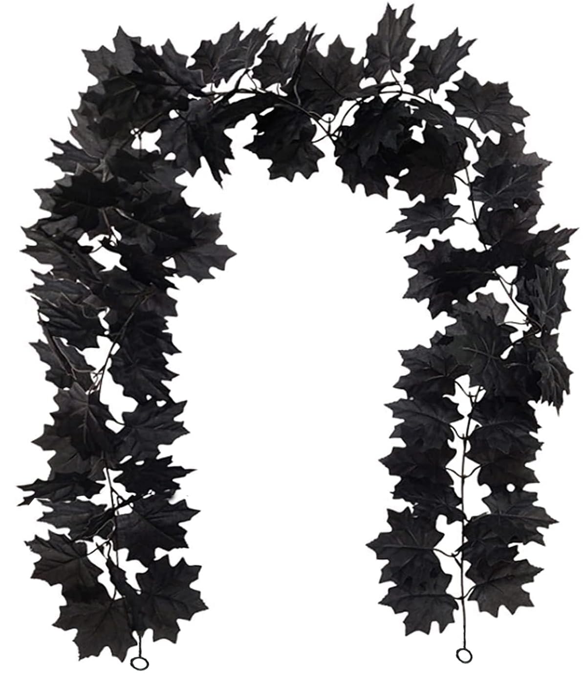 6Ft Halloween Artificial Fall Maple Leaves Garland Autumn Fake Leaf Vine Artificial Foliage Garland Indoor Outdoor Decor for Home Garden Wedding Party (Black)