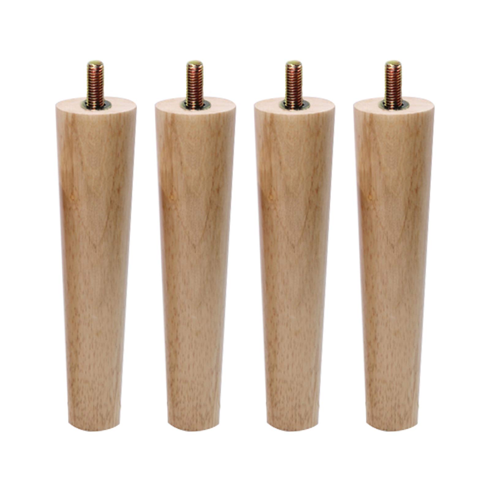 Gambe per Mobili Mid-Century Moderne in Rovere Massello,Gamba Divano con Asta Filettata M8,Piedini da Tavolo da Caffè,6-70cm,per Scarpiera,Toeletta,Guardaroba,4 Pezzi (60cm/23.6in)