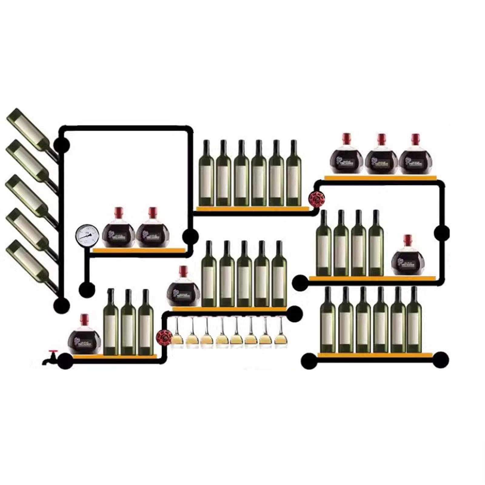Soporte para vino Botellero Hierro Agua Mayordomo Estilo Industrial Cocina