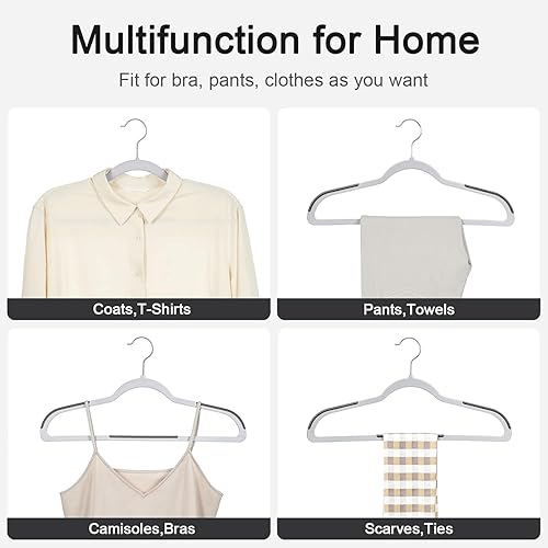 Miniatura 6 de VECELO Paquete de 50 perchas para ropa, colgador de plástico antideslizante, gancho giratorio de 360 y ahorro de espacio para armario de dormitorio,