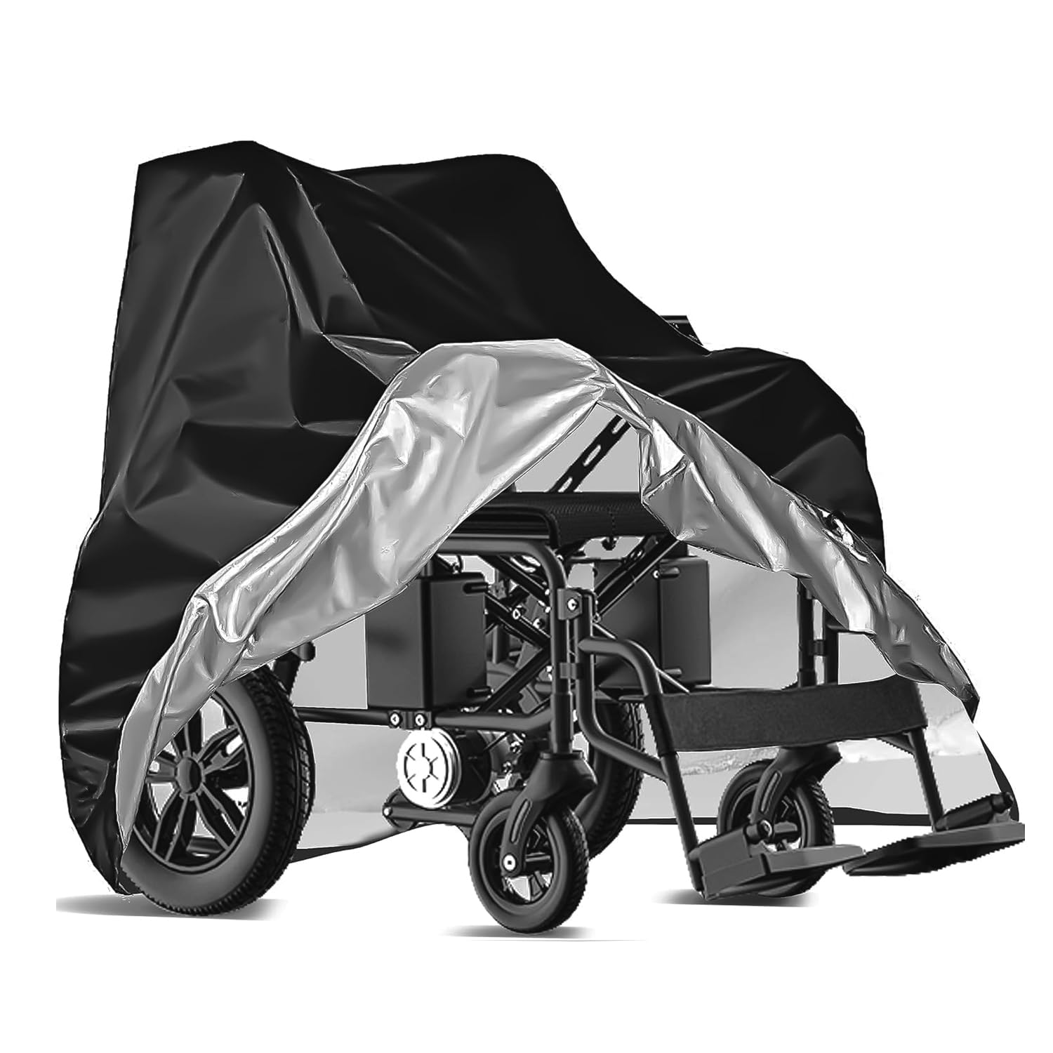 Encasify Wheelchair Cover – Durable Protector for Dust, Dirt, Snow, Rain & Sun – Cover for Wheelchairs - Black (40x30x40 in)-image-7