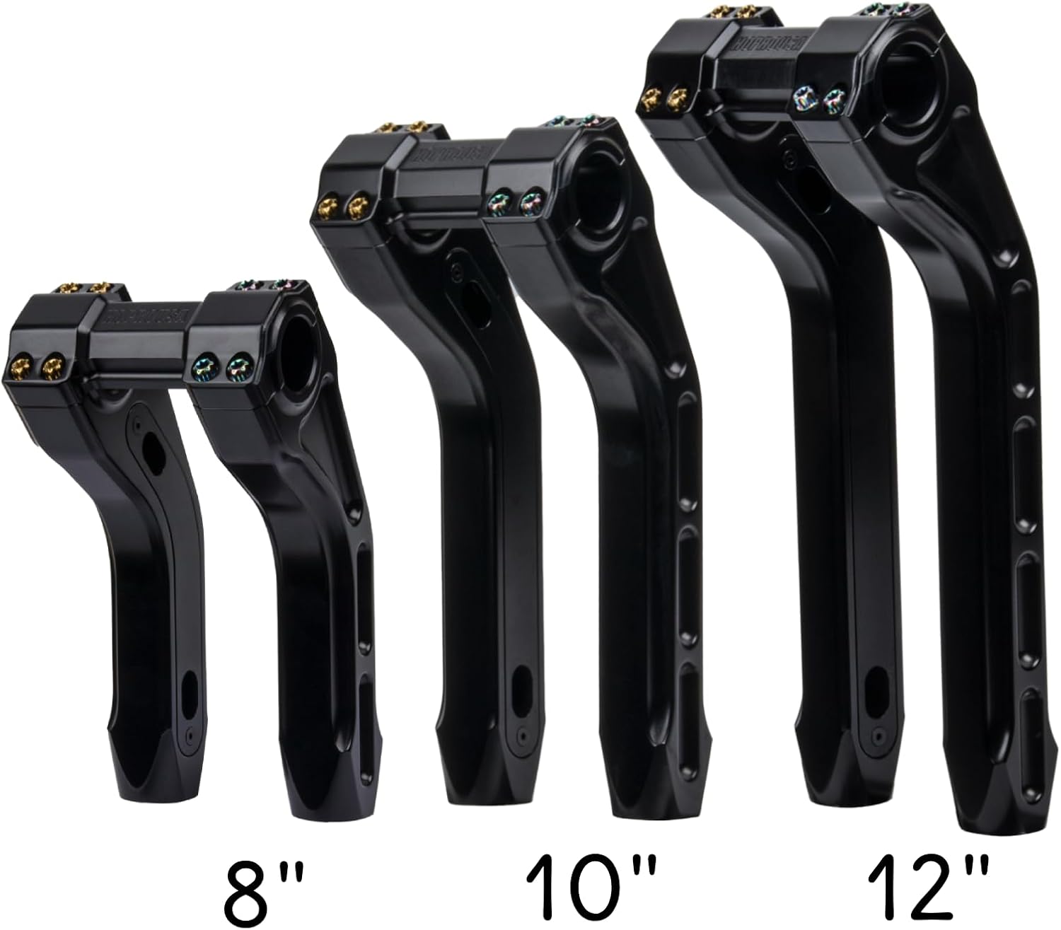 8" Height 1 inch & 1.25 inch Size Adjustable Handlebar Riser 2 inch Pullback Fit For Dyna Fat Bob Street Bob Low Rider Touring Electra Glide Fat boy Aluminum(8" Black)