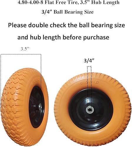 Miniatura 2 de Neumáticos para carretilla 4.804.00-8 con rodamiento de rueda de 58 y 34, cubo de 3.5-6 pulgadas, libre plano, rueda de repuesto de neumáticos de