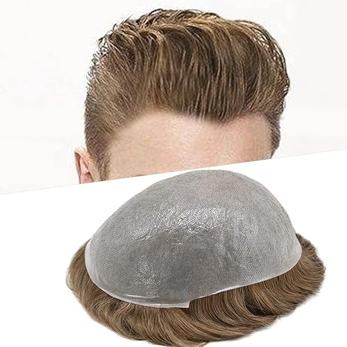 Miniatura 64 de Ultra Thin Skin Mens Toupee Real Human Hair Replacement System Toupee For Men Hair Pieces 8x10Inch Hair Pieces For Men Hair Prosthesis V-Loop 90%
