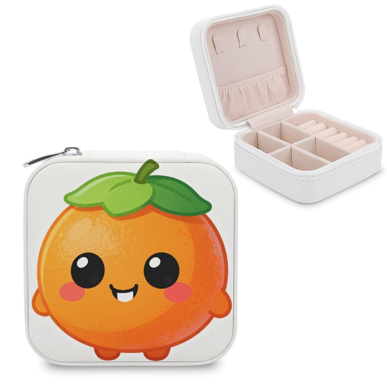 FekiLoot Orange Jewelry Box Exquisite Jewelry Organizer Silver Gold Trinket Storage Case Multi Compartments Cute Earrings Ring Necklace Holder For Woman Household Gift